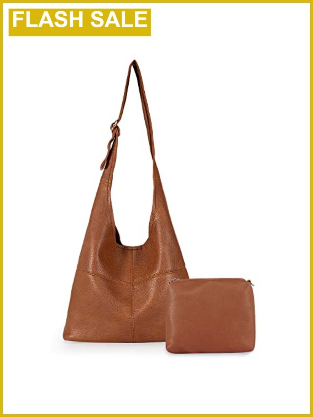Vegan Leather Hobo Purse with Matching Wristlet, Adjustable Shoulder Strap